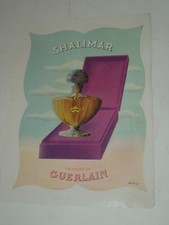 PUBBLICITA' VINTAGE ANNI '50-PROFUMO "PARFUM DE GUERLAIN"SHALIMAR" ILLUSTR.DARCY