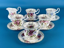 Porcellana Royal Albert 5 Tazze Caffè Con Piattino Serie Mesi + 1 Lattiera Fiori