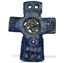 Rare Croix faïence signé Paul Yvain triskel 1970 Keraluc Quimper Toulhoat Quéré