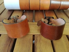 BRACCIALE UOMO PELLE CUOIO POLSINO ALTO CON FIBBIA MISURA REGOLABILE NUOVO