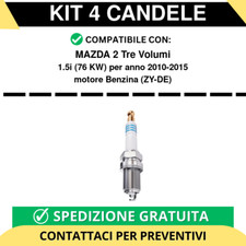 KIT 4 CANDELE per MAZDA 2 Tre Volumi 1.5i 76 kw anno 2010-2015