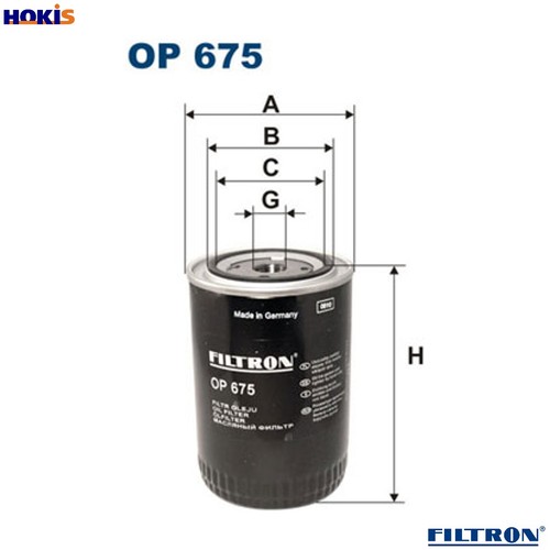 Filtro olio 675 per - olio, mazda