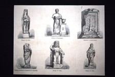 Statue di creta-Statua di Esculapio-Sculture a bassorilievo Incisione del 1867