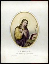 litografia 1800 S.MARIA MADDALENA dip. a mano-BOUASSE LEBEL