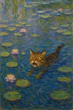 Claude Monet ninfee stagno gatto quadro poster stampa artistica arte art