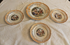 SET DI PIATTI DESSERT ANTICO LIBERTY 1920 IN PORCELLANA TRAFORATA VEDI FOTO