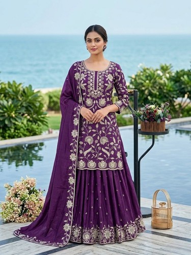 Top sharara plazoo suit party - top,