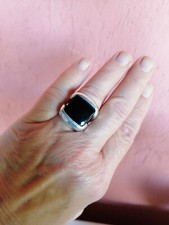 Anello in argento naturale e pietra ATHENA unisex misura 12