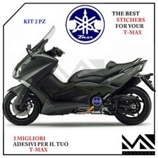 KIT 2 ADESIVI LOGO DIAPASON E SCRITTA TMAX T MAX 530 COPRI CARTER MOTORE C. BLU