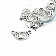 Small Silver Freedom Handcuff Charms, 30x10mm - US Seller