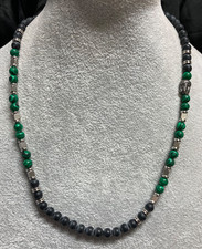 Collana Pietre Malachite Onice Acciaio Buddha