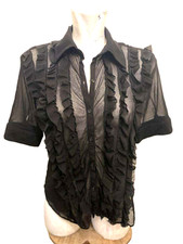 camicia donna con balze frontali trasparente taglia m