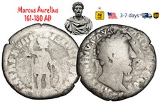Moneta Antico Impero Romano Argento Denario Marco Aurelio 161 180 d.C. #33004