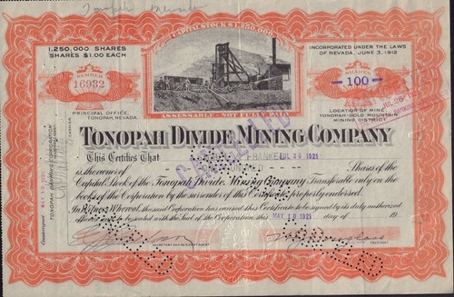 Tonopah divide mining - tonopah, company