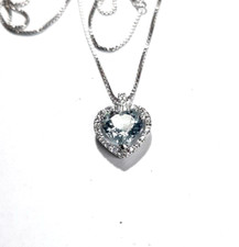 AQUAMARINE AND DIAMOND HEART