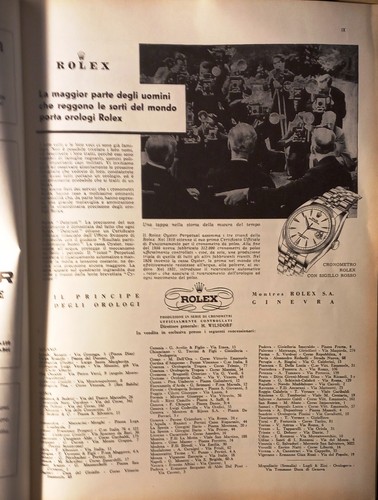 Rotary club 1960 pubbl rolex - 1960=pubbl:,