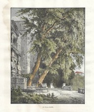 Stampa antica TIVOLI giardino