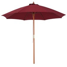 Outsunny Ombrellone da Giardino in Legno con Tettuccio Antivento Rosso