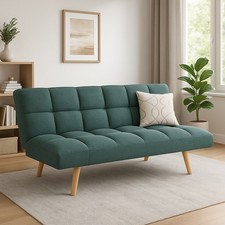 Divano Letto 2/3 Posti Click Clack Tessuto Braccioli Regolabili Apertura Rapida