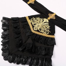 Uomo Gotico Camicia Nera Top Rinascimento Vittoriano Steampunk a Balze Costume