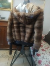 pelliccia visone rimessa a modello NUOVA tg 42/44 collo cappuccio,cerniera,lana