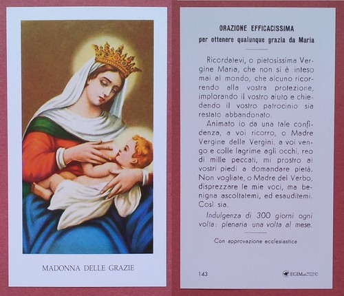 Santino holy card - card:, madonna