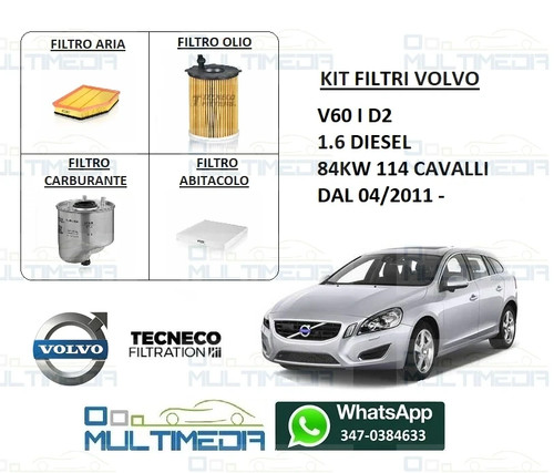 Kit tagliando filtri volvo v60 - tagliando,