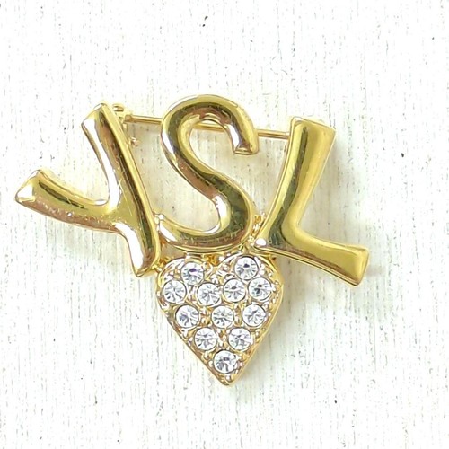 Spilla cuore con logo ysl - a,