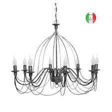Lampadario sospensione shabby chic ferro battuto 8 luci  Lisette Made in Italy