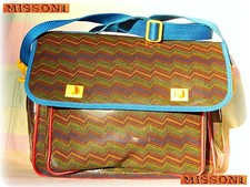 MISSONI VINTAGE 1980 ? Fashion BORSA cartella portadocumenti multirighe ZIG ZAG