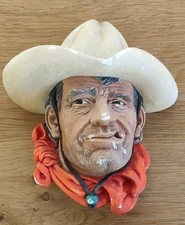 Vintage Chalkware Head Rawhide Clint Eastwood Bossons Style Cowboy