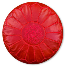 Pouf in pelle marocchina rosso