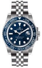 Orologio Uomo LORENZ 26122CC Bracciale Acciaio Blu Sub 100mt FIV