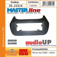 MASCHERINA AUTORADIO 1 DIN PER CITROEN NEMO FINO AL 2014 - COLORE GRIGIO SCURO