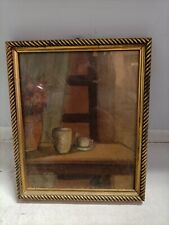 Quadro - Dipinto - Olio - Natura Morta Con Tazza, Teiera E Vaso Di Fiori