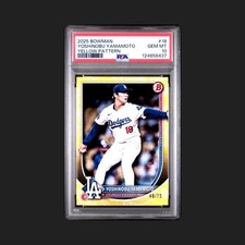 2025 Bowman Yoshinobu Yamamoto bordo modello giallo #48/75 PSA 10 #18 Pop 3 MVP