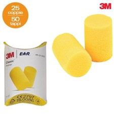 50 TAPPI PER ORECCHIE 3M ANTI RUMORE 25 COPPIE EAR CLASSIC LAVORO STUDIO 31 dB