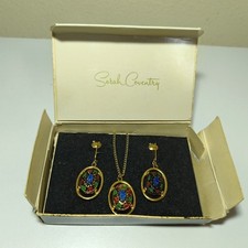 Vintage Sarah Coventry Set Collana Floreale Spilla Orecchini Costume Gioielli BOHO