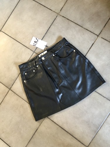 Minigonna zara nera vegan - minigonna, in