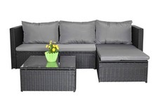 Set Divani da Giardino in Polyrattan con Cuscini - Marrone