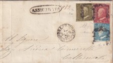 Marzo 1860 Assicurata da Palermo a Caltanissetta affrancatura tricolore 5+2+1 gr