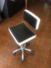 Sgabello Barbiere Vintage Professionale Anni 90 Girevole Con Schienale E Rotelle