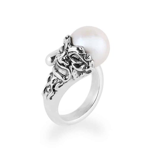Anello con perla maschera - perla,