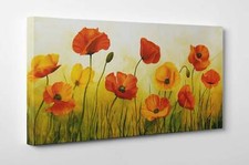 Quadro Vernice Pennellate Fiori Campo di Papaveri Colorati Stampa su Tela Canvas