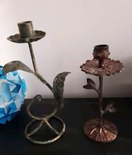 Coppia Candelabri ferro battuto altezza 27 e 23 Cm Vintage