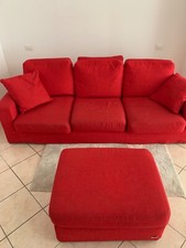 divano rosso poltrone sofà sfoderabile da 3posti , seminuovo, dotato di cuscini 