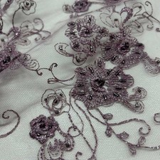 Tessuto Tulle Ricamato Cipolla