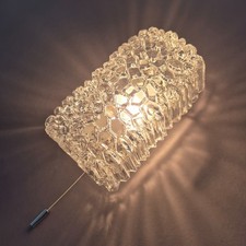 Glashütte Limburg 3040 Ice-Glass lampada da parete con interruttore a levetta, 1960s Vintage Lamp
