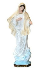 STATUA DELLA MADONNA DI MEDJUGORJE IN RESINA CM 30 PRODUZIONE ARTIGIANALE