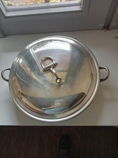 risottiera in silver plate firmata GUCCI base con manici  + coperchio + pirex